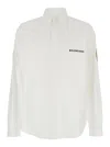 Balenciaga White Shirt With Logo Lettering On The Front And Logo Patch On The Sleeve In Cotton Man In White