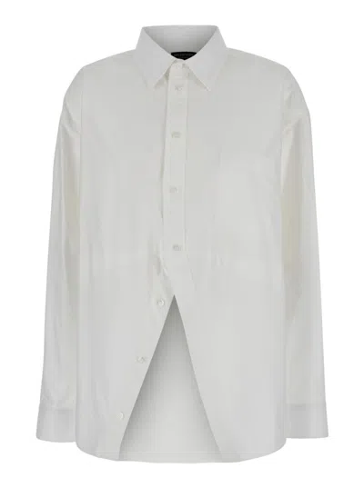 Balenciaga Women White Shirt With Pointed Collar And Front Slit In Cotton Woman