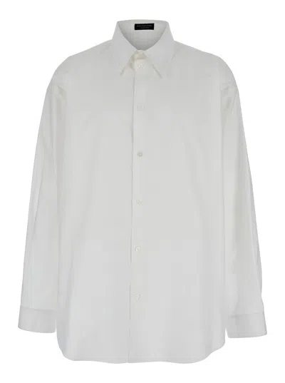 Balenciaga White Shirt With Pointed Collar In Cotton Man In Multicolor