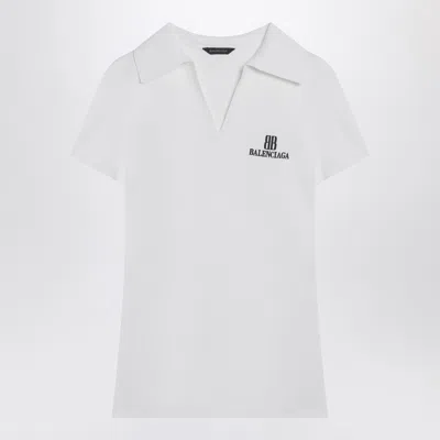 Balenciaga White Short Sleeve Nano Bb Tank Top
