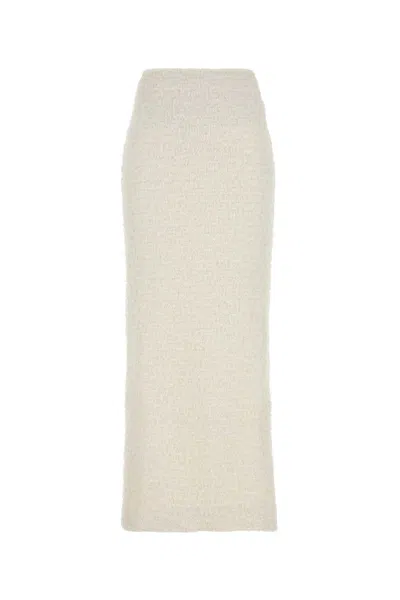 BALENCIAGA WHITE STRETCH BOUCLÃ¨ SKIRT