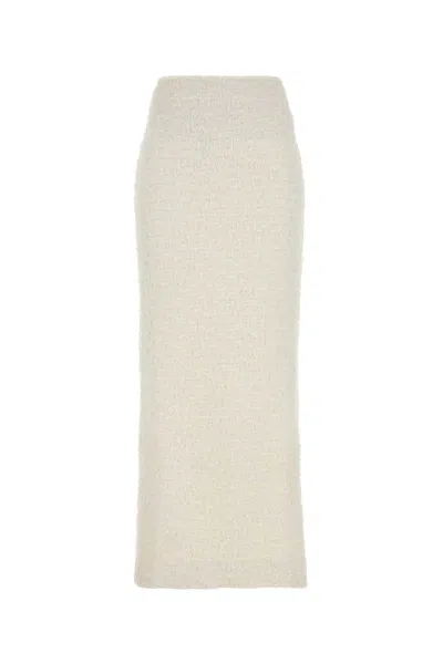 Balenciaga White Stretch Bouclã¨ Skirt In Neutral
