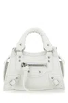 Balenciaga Women White Leather Super Nano Neo Classic Handbag In White
