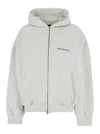 Balenciaga White Sweatshirt With Fixed Hood And Logo Lettering On Front And Rear In Cotton Woman In Neutral