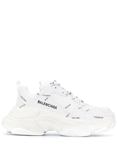 Balenciaga White Synthetic Leather Triple S Sneakers
