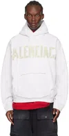 Balenciaga Men's Tape Type Cotton Hoodie In 9000 White