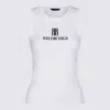 Balenciaga Ribbed Viscose Blend Tank Top In White