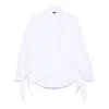 Balenciaga Oversized Knotted Cotton-poplin Shirt In White