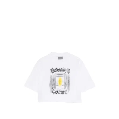 BALENCIAGA BALENCIAGA WHITE TOPS - T-SHIRTS & JERSEYS WOMEN
