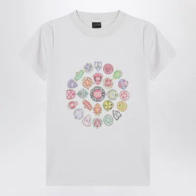 BALENCIAGA BALENCIAGA WHITE TSHIRT WITH LOGO PRINTS