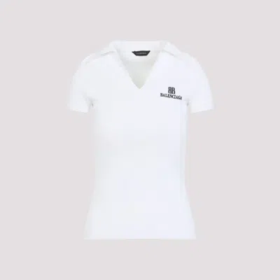BALENCIAGA WOMEN WHITE VISCOSE BLEND POLO SHIRT, S LUXURY POLOS FOR WOMEN DARVEYS