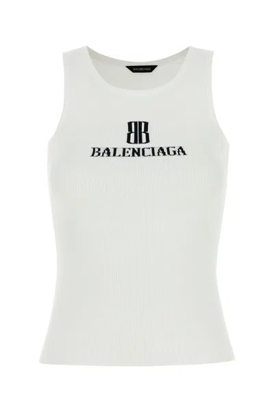 Balenciaga White Nano Bb Tank Top