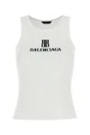 Balenciaga Ribbed Texture Sleeveless Tank Top In White