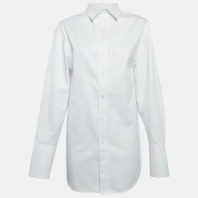 Pre-owned Balenciaga White Workout Print Gabardine Oversized Shirt S