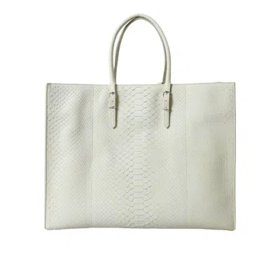 Balenciaga White Yellow Exotic Skin Leather Shopping Tote Papier Bag Pythonskin