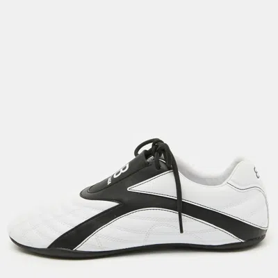 Pre-owned Balenciaga White/black Quilted Leather Zen Low Top Sneakers Size 39