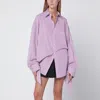 Balenciaga White/plum Striped Cotton Shirt In Pink