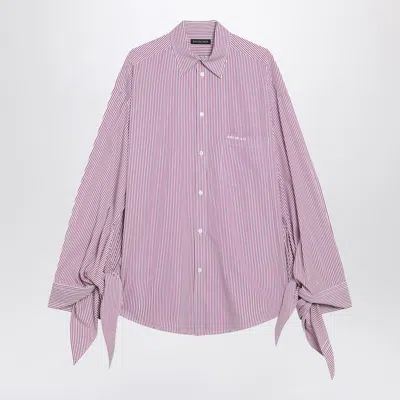 Balenciaga White/plum Striped Cotton Shirt In Pink