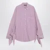 Balenciaga Oversized Striped Cotton Shirt With Knotted Cuffs In Pink
