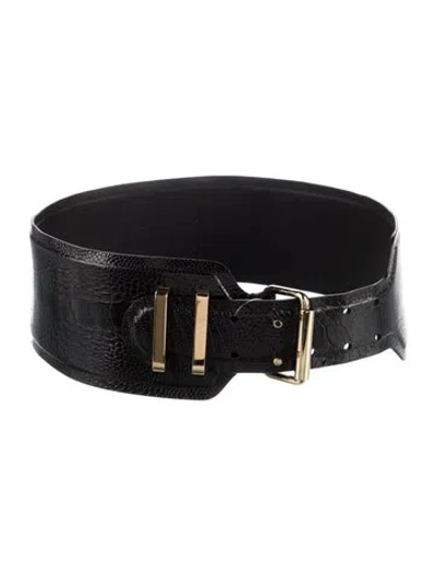 Pre-owned Balenciaga Wide Embossed Leather Waist Belt In Black