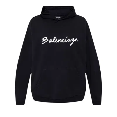 Pre-owned Balenciaga Wide Fit Hoodie 'black/white' | Men's Size 38