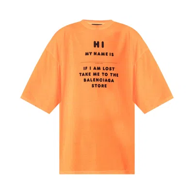 Pre-owned Balenciaga Wide Fit T-shirt 'fluo Orange/black'