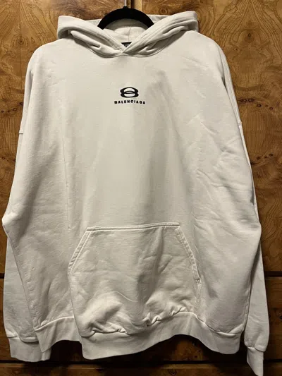 Pre-owned Balenciaga Wide Fit Unity Hoodie In White