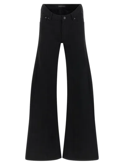 Balenciaga Wide Flared Leg Jeans In Black