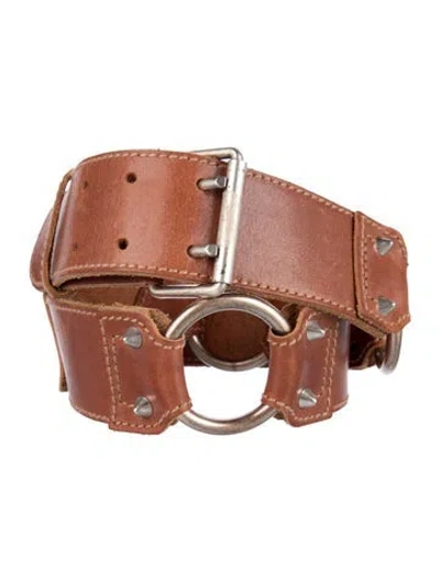 Pre-owned Balenciaga Wide Leather Waist Belt In Brown