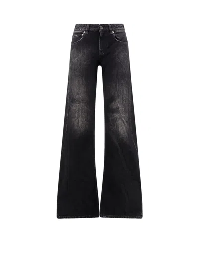 BALENCIAGA WIDE LEG BLACK DENIM TROUSERS