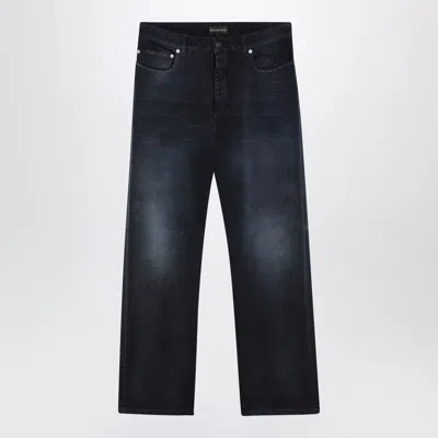 Balenciaga Wide-leg Blue Washed-effect Jeans