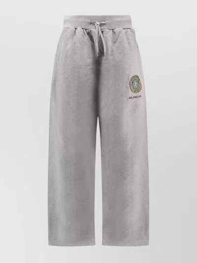 Balenciaga Wide Leg Cotton Jogging Trousers In Gray