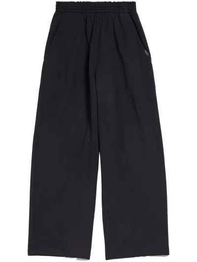 Balenciaga Wide-leg Cotton Track Pants In Black