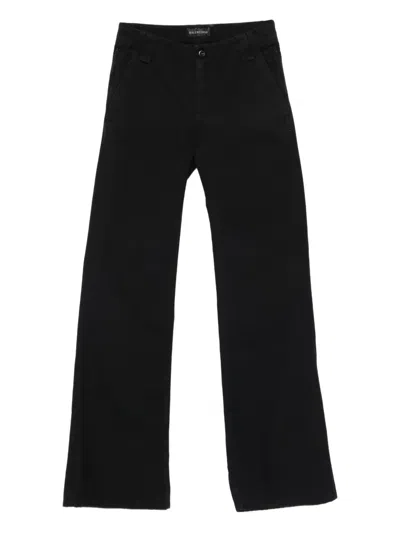 Balenciaga Wide-leg Cotton Trousers In Black
