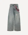 Balenciaga Wide-leg High Waist Jeans With Unique Accessory Chain In Blue