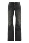 Balenciaga Fitted Low Waist Flared Wide-leg Pants In Black