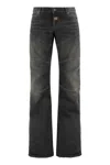 Balenciaga Wide-leg Denim Trousers With Contrast Stitching In Black