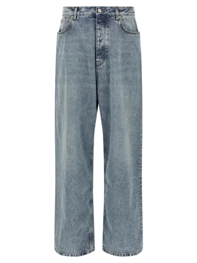 Balenciaga Men Wide Leg Jeans In Blue