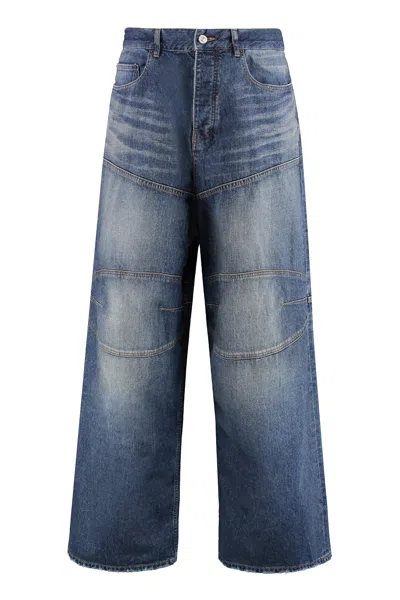 Balenciaga Men Blue Five Pocket Jeans With Faded Effect In Denim Man