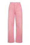 Balenciaga Loose Fit Unisex Trousers With Distressed Accents In Pink