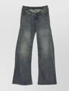 Balenciaga Wide-leg Low-rise Trousers Frayed Hem In Blue