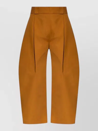 Balenciaga Wide Leg Shorts Nylon Silk Belt Loops In Brown
