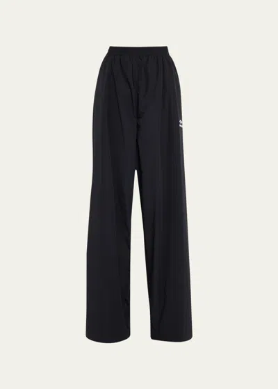 Balenciaga Wide-leg Tracksuit Pants In Noir