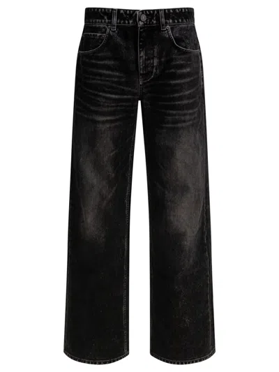 Balenciaga Wide-leg Trousers With Textured Fabric In Black