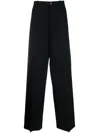 Balenciaga Wide-leg Wool Trousers With Belt Loops And Pleats In Black