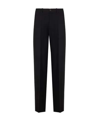 Balenciaga Wide-leg Wool Trousers In Black