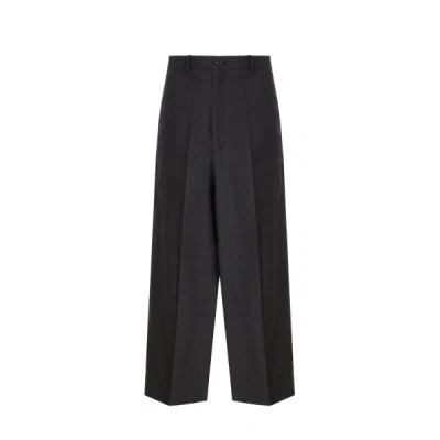 Balenciaga Wide-leg Wool Trousers In Gray