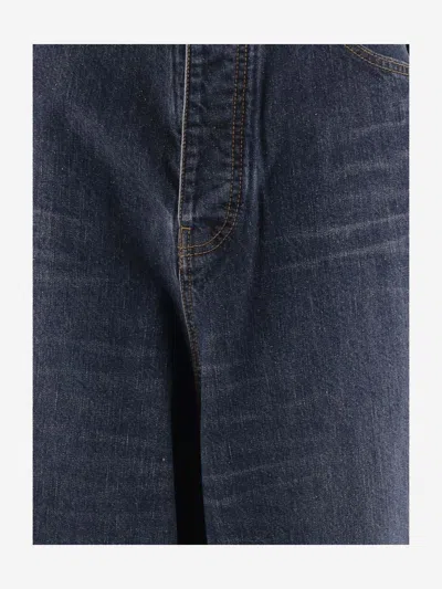 Balenciaga Wide-leg Cotton-silk Blend Jeans In Blue