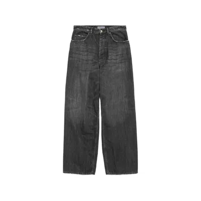 Balenciaga Wide-leg Distressed Denim Jeans In Gray