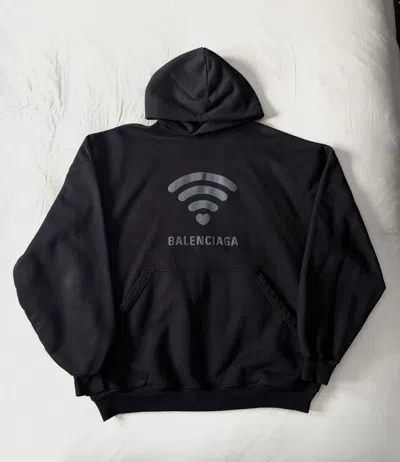 Pre-owned Balenciaga Wifi / Lo_ve Logo Hoodie Black Oversized Fit Ss24